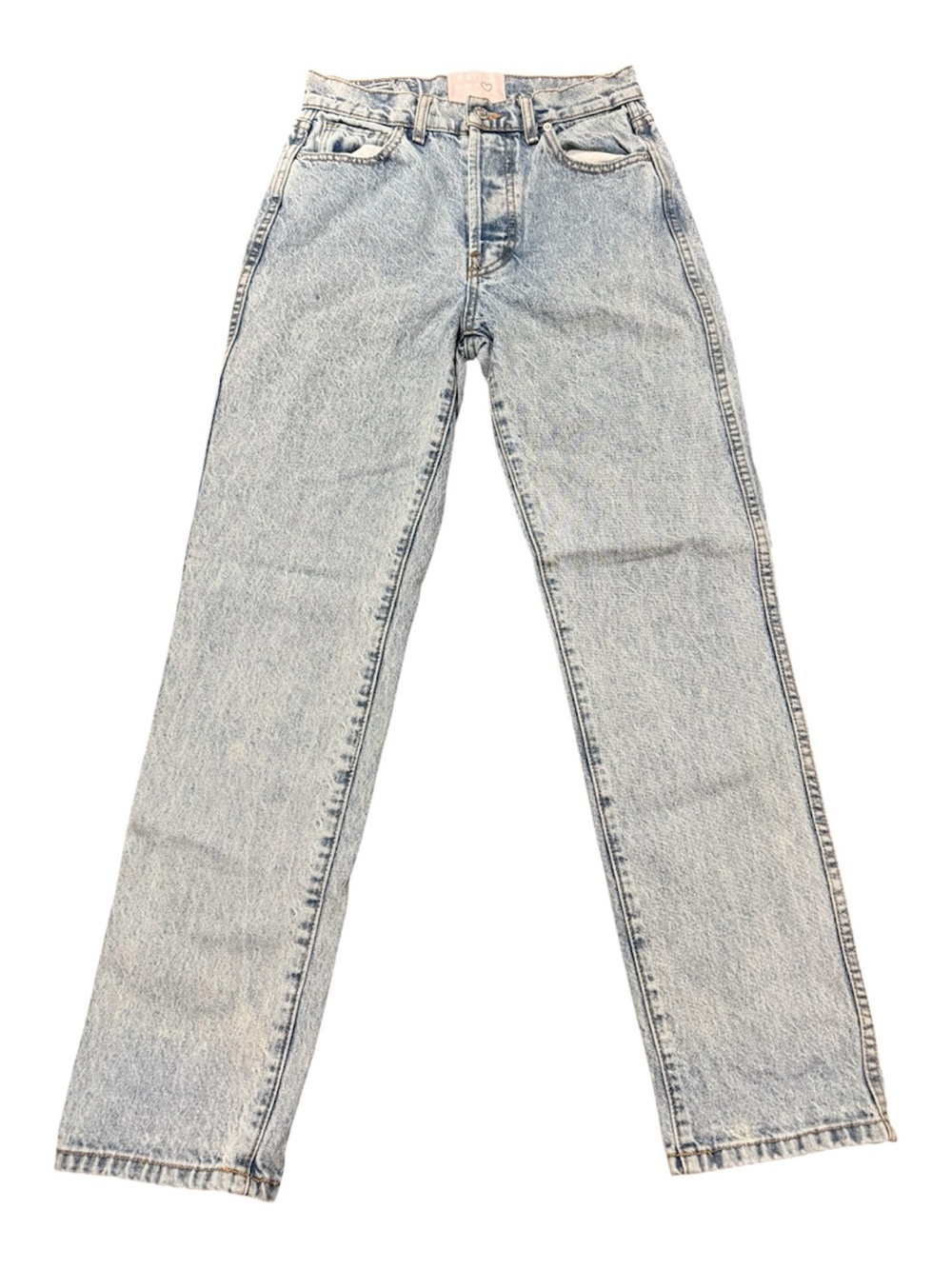 Revice Denim Ex-Boyfriend High Waisted Jeans light blue wash button fly Size 26